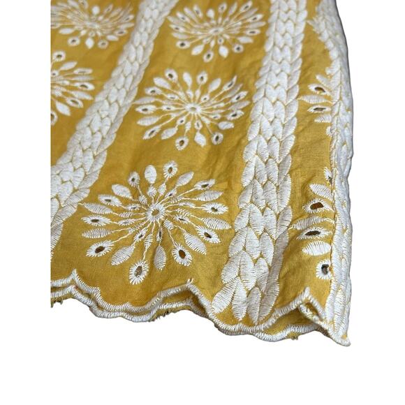 Skies Areโ Blue Mustard Yellow Eyelet Romper M Boho Flutter Sleeve Summer Cute - Picture 12 of 15